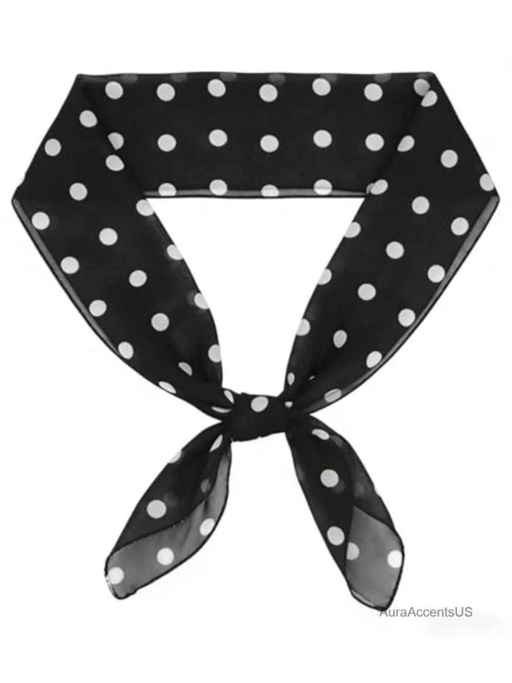 1950s Polka Dot Chiffon Scarf Neck Head Square Scarf